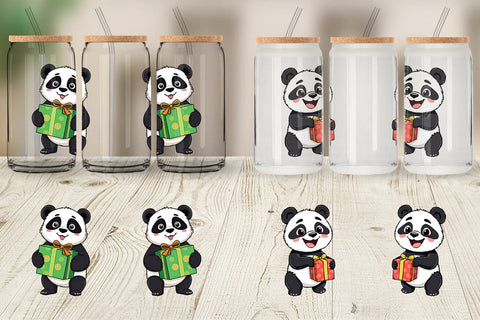 Glass Can Gift Panda Sublimation artnoy 