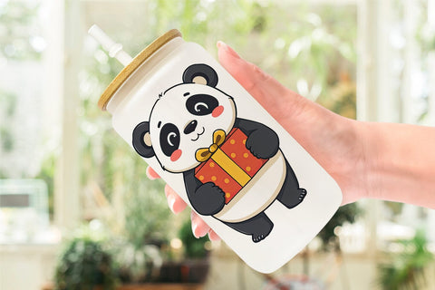 Glass Can Gift Panda Sublimation artnoy 