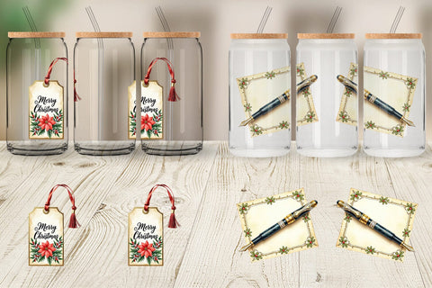 Glass Can Gilded Age Christmas Mail & Parcel Watercolor Art Sublimation artnoy 