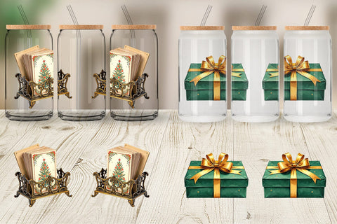 Glass Can Gilded Age Christmas Mail & Parcel Watercolor Art Sublimation artnoy 