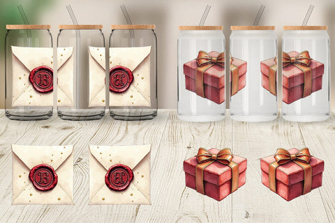 Glass Can Gilded Age Christmas Mail & Parcel Watercolor Art Sublimation artnoy 