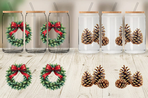 Glass Can Gilded Evergreen Sublimation artnoy 