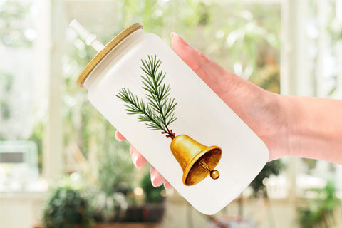 Glass Can Gilded Evergreen Sublimation artnoy 