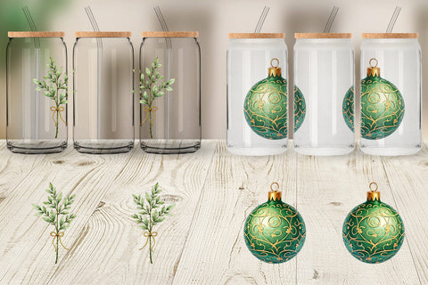 Glass Can Gilded Evergreen Sublimation artnoy 