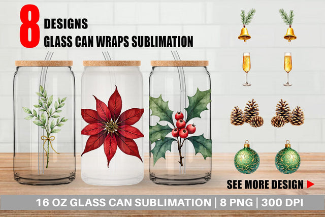 Glass Can Gilded Evergreen Sublimation artnoy 