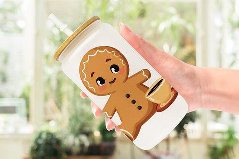 Glass Can Gingerbread Christmas Joy Sublimation artnoy 