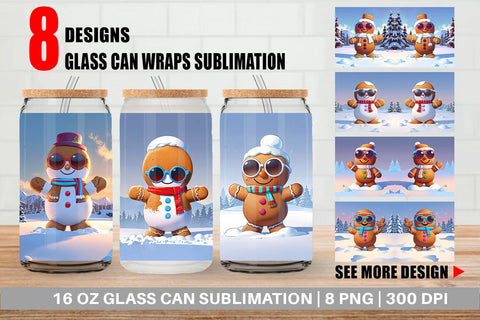 Glass Can Gingerbread Christmas Sublimation artnoy 