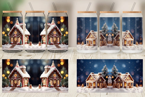 Glass Can Gingerbread House Sublimation artnoy 