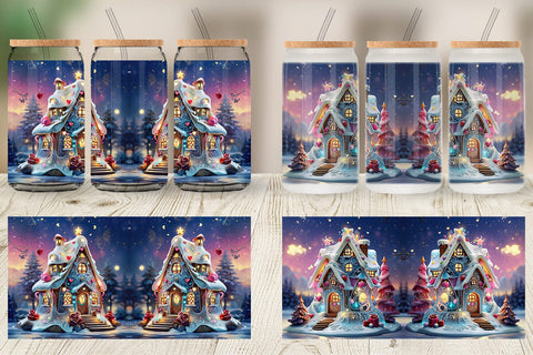 Glass Can Gingerbread House Sublimation artnoy 