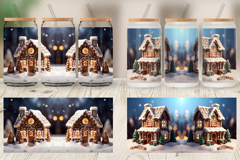 Glass Can Gingerbread House Sublimation artnoy 