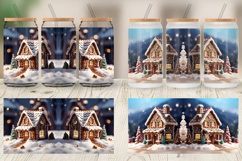 Glass Can Gingerbread House Sublimation artnoy 