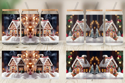 Glass Can Gingerbread House Sublimation artnoy 