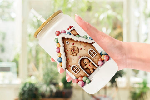 Glass Can Gingerbread Joy Sublimation artnoy 