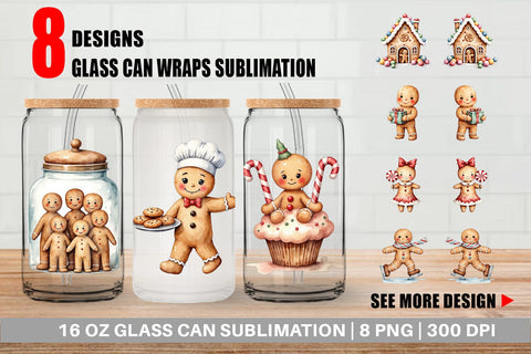 Glass Can Gingerbread Joy Sublimation artnoy 