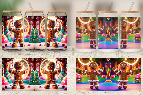 Glass Can Gingerbread Man Sublimation artnoy 