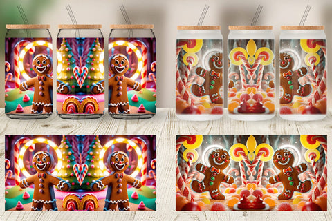 Glass Can Gingerbread Man Sublimation artnoy 