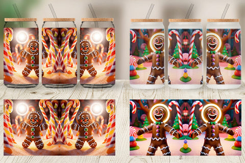Glass Can Gingerbread Man Sublimation artnoy 