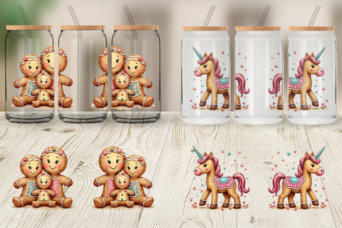 Glass Can Gingerbread Patchwork Delights Sublimation artnoy 