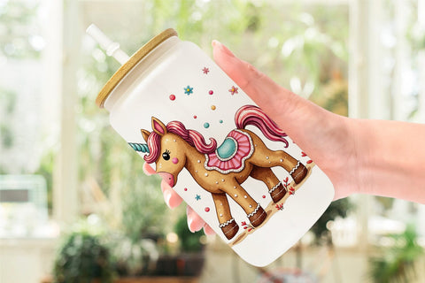 Glass Can Gingerbread Patchwork Delights Sublimation artnoy 