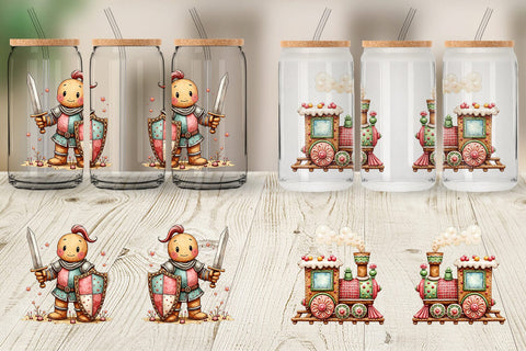 Glass Can Gingerbread Patchwork Delights Sublimation artnoy 