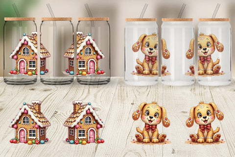 Glass Can Gingerbread Patchwork Delights Sublimation artnoy 