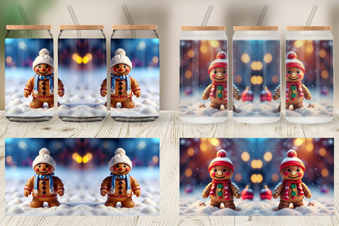Glass Can Gingerman Christmas Sublimation artnoy 