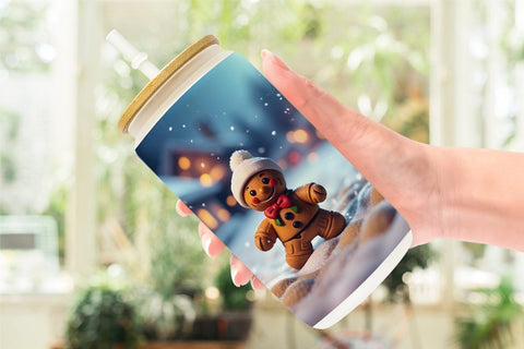Glass Can Gingerman Christmas Sublimation artnoy 