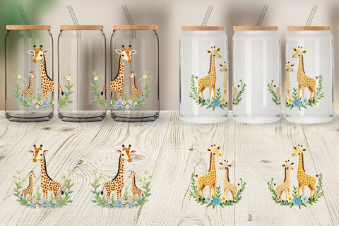 Glass Can Giraffe Embroidery Sublimation artnoy 