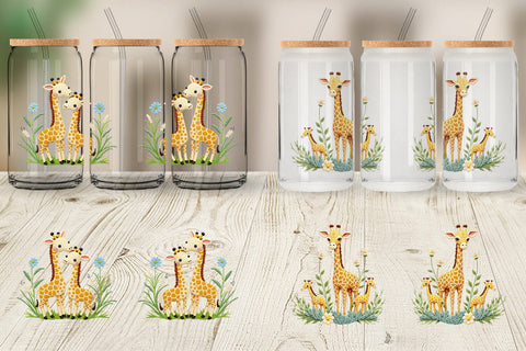 Glass Can Giraffe Embroidery Sublimation artnoy 