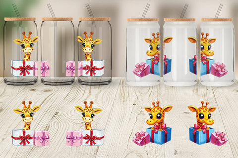 Glass Can Giraffe Gift Sublimation artnoy 