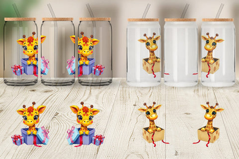 Glass Can Giraffe Gift Sublimation artnoy 