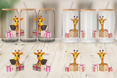 Glass Can Giraffe Gift Sublimation artnoy 
