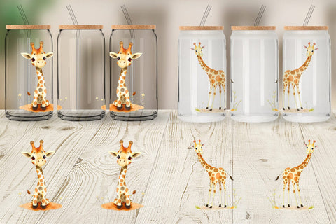 Glass Can Giraffe Wildlife Sublimation artnoy 