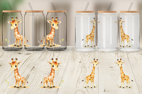 Glass Can Giraffe Wildlife Sublimation artnoy 