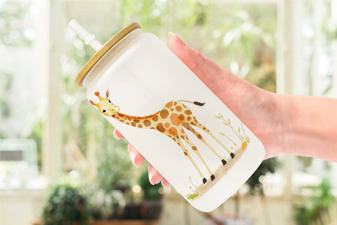 Glass Can Giraffe Wildlife Sublimation artnoy 