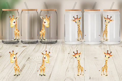 Glass Can Giraffe Wildlife Sublimation artnoy 