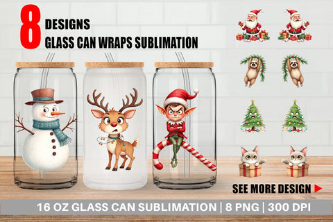Glass Can Glaring Christmas Crew Sublimation artnoy 
