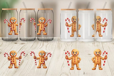 Glass Can Glaring Gingerbread Man Sublimation artnoy 