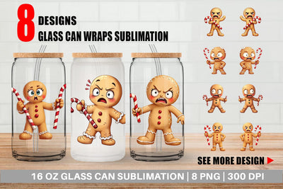 Glass Can Glaring Gingerbread Man Sublimation artnoy 