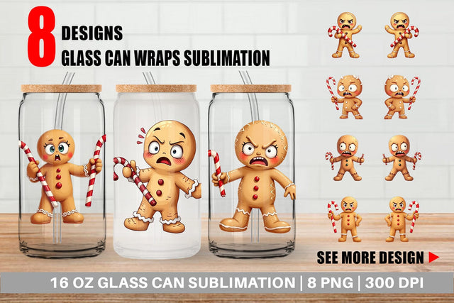 Glass Can Glaring Gingerbread Man Sublimation artnoy 