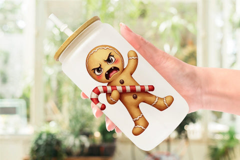 Glass Can Glaring Gingerbread Man Sublimation artnoy 
