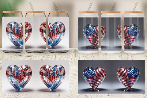 Glass Can Glass Heart Patriotic Sublimation artnoy 