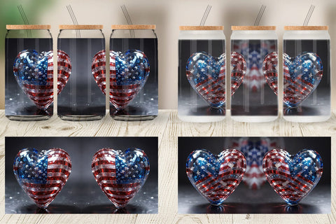 Glass Can Glass Heart Patriotic Sublimation artnoy 