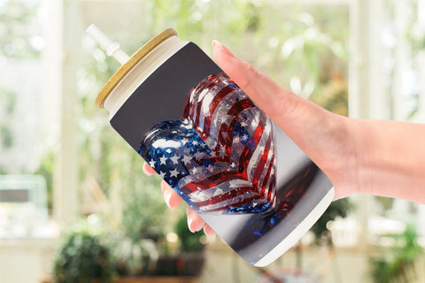 Glass Can Glass Heart Patriotic Sublimation artnoy 