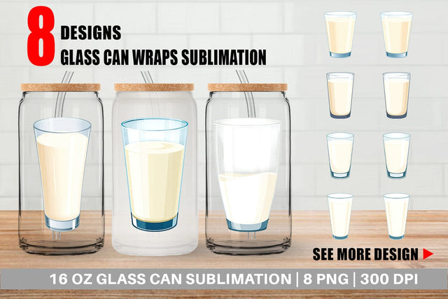 Glass Can Glass of Milk Sublimation artnoy 