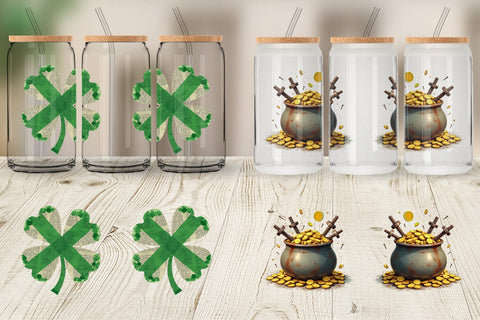 Glass Can Glitch & Gold Surreal St. Patrick's Day Lucky Charms Sublimation artnoy 