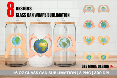 Glass Can Globe in a Heart Hands Sublimation artnoy 