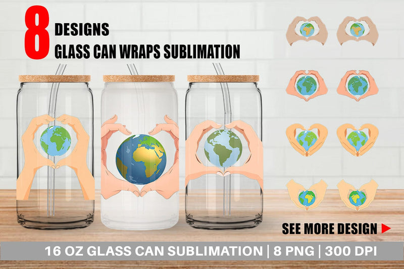 Glass Can Globe in a Heart Hands Sublimation artnoy 