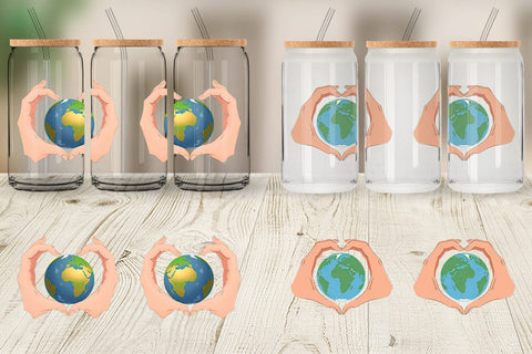 Glass Can Globe in a Heart Hands Sublimation artnoy 