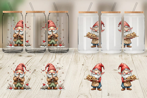 Glass Can Gnome Christmas Delights Sublimation artnoy 